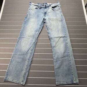TK Axel Mens Slim Boot Cut Jeans Light Wash Distressed Blue Denim 34x32